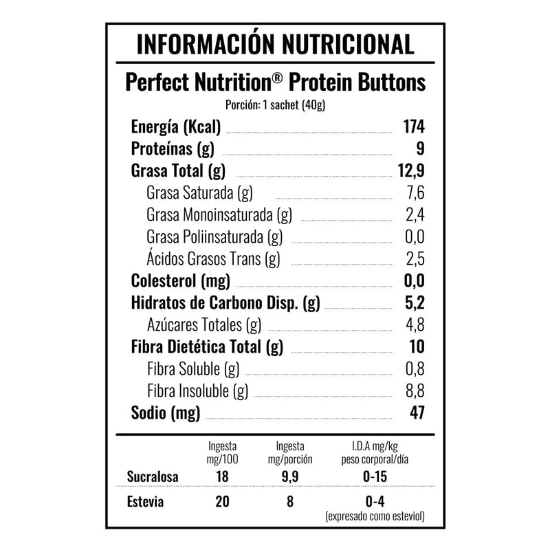 Perfect Nutrition Protein Buttons 40g Your Goal - Suples.cl
