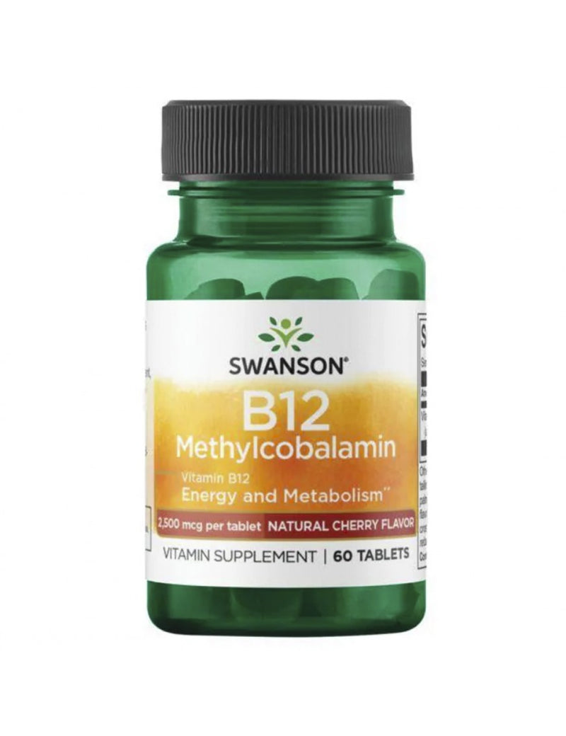 Vitamina B12 Methylcobalamin Natural Cherry 2.500mcg - 60caps Swanson