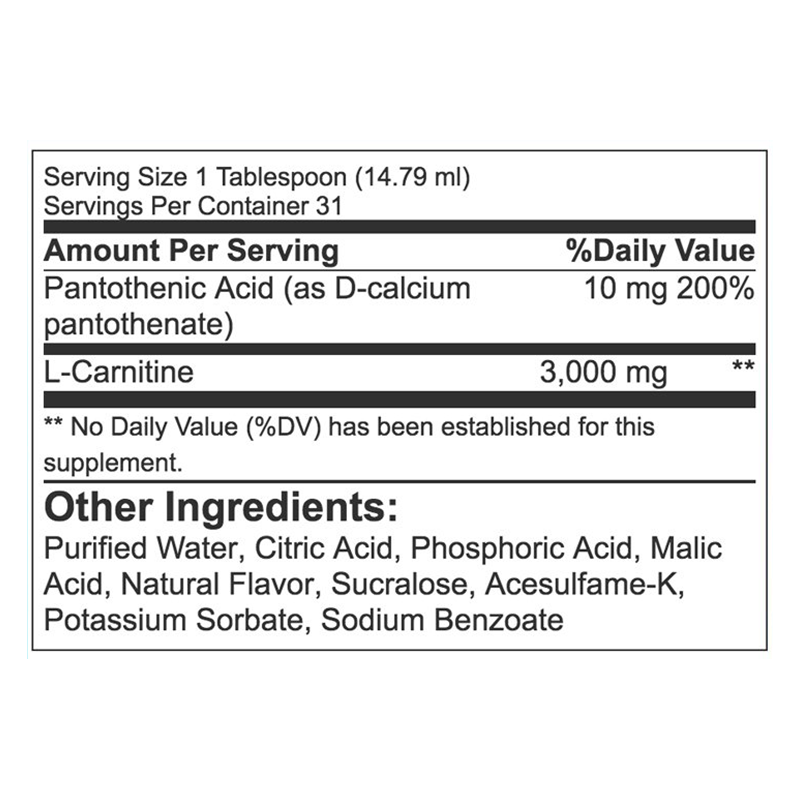 L-Carnitine Liquid Formula 3000 Mg 30 Serv RSP Nutrition