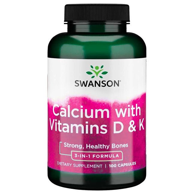 Calcium with Vitamins D & K 100 Caps Swanson - Suples.cl
