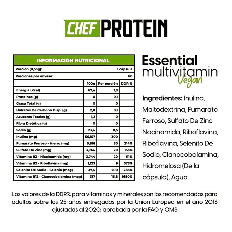 Essential Multivitamin Vegan 60 Caps Chef Protein - Suples.cl