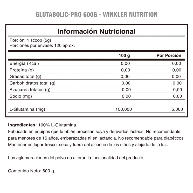 Glutamina Glutabolic-Pro 600 Grs Winkler Nutrition