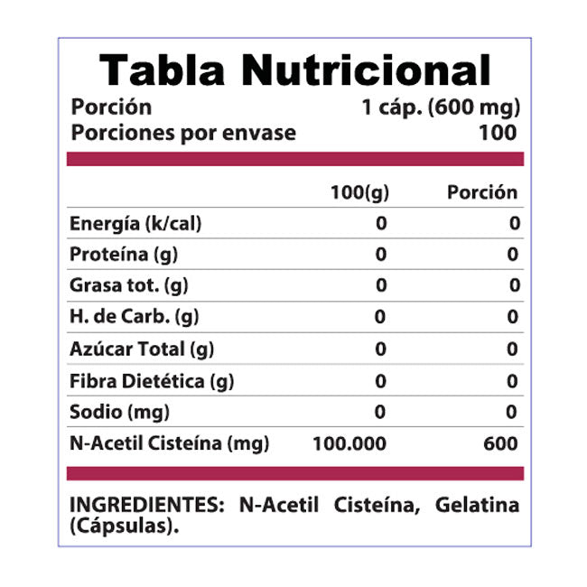 NAC L-Cisteína 600 Mg 100 Caps Winkler Nutrition