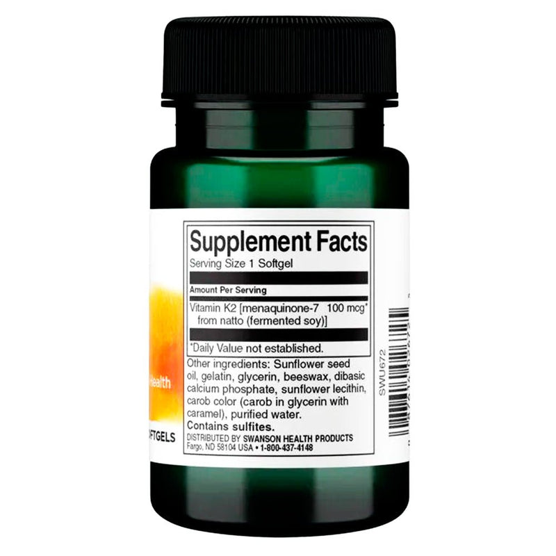 Vitamin K2 100 Mcg 30 Softgels Swanson - Suples.cl