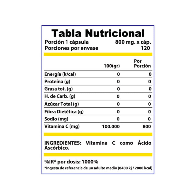 Vitta - C 800 Mg 120 Caps Winkler Nutrition - Suples.cl